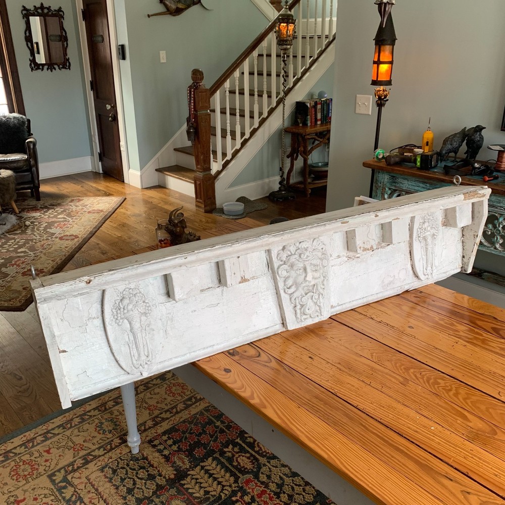 Antique Architectural Salvage Shelf with Triton and Fruit Baskets