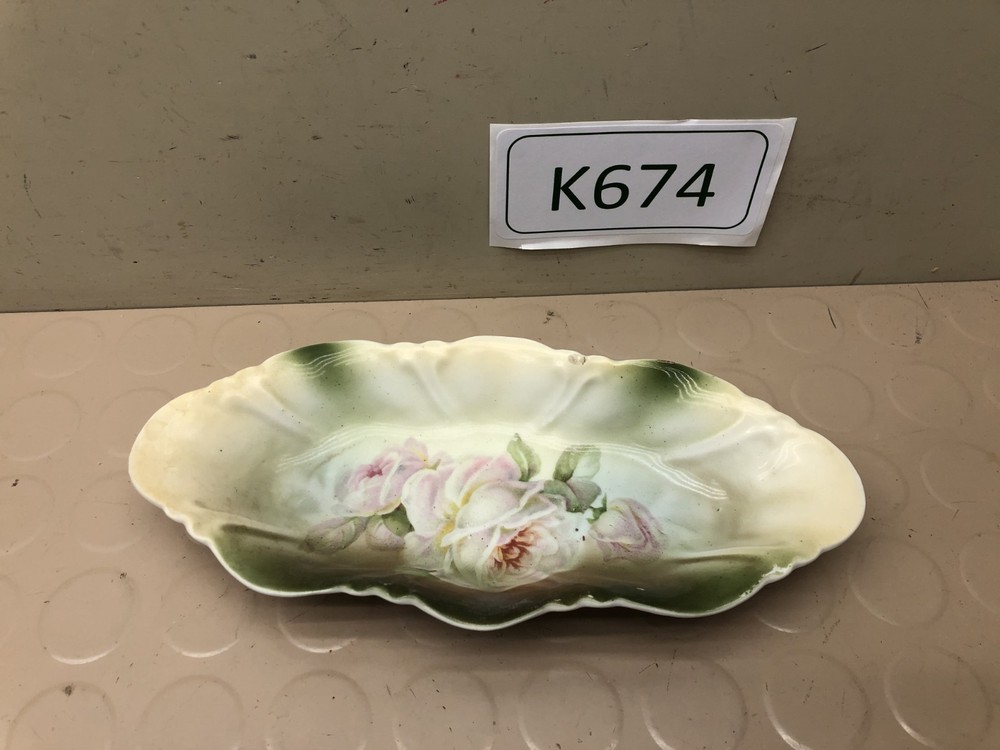Vintage Hand Painted Celery / Bread Dish- Silesia