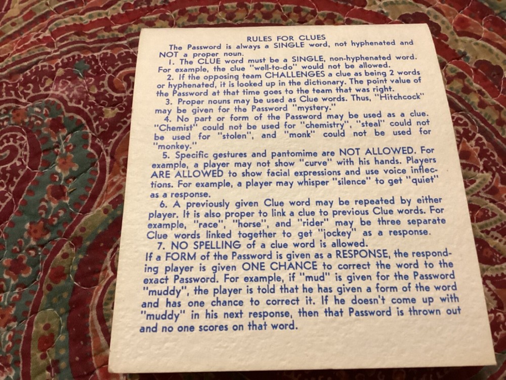 PASSWORD NEW FIFTEENTH (15th) EDITION 1970 MILTON BRADLEY,COMPLETE/ FREE POSTAGE