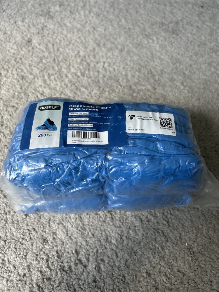 Buself Disposable Plastic Shoe Covers, 200 Pcs