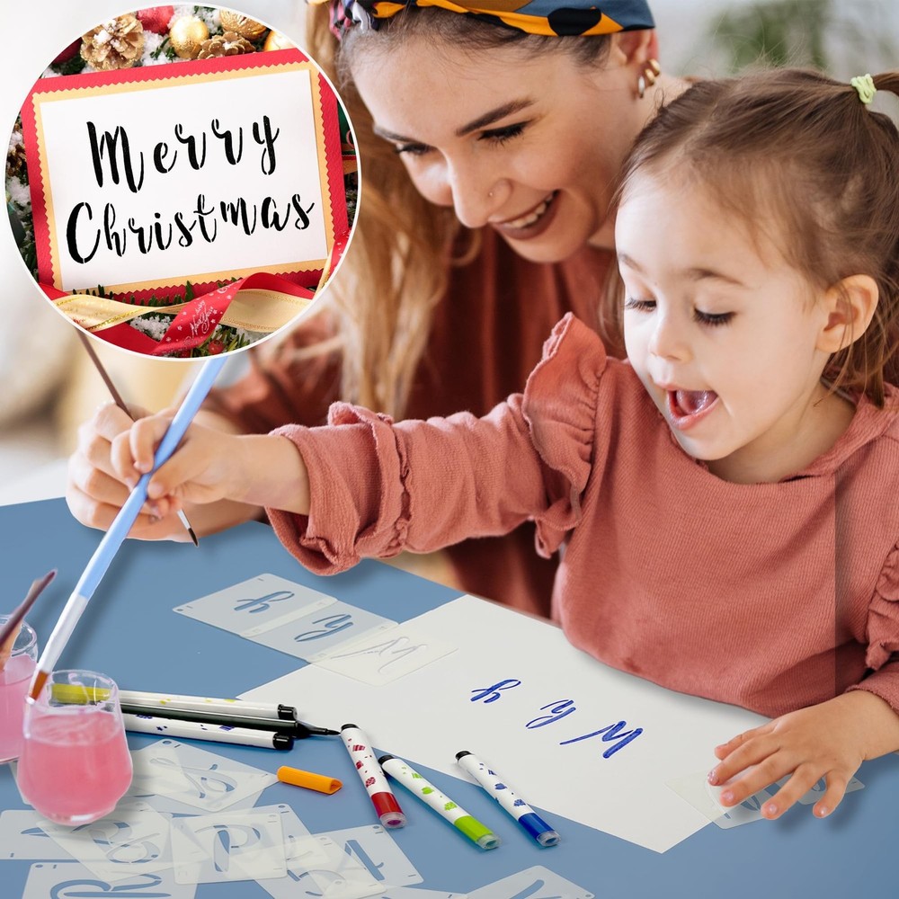 Letter Stencils Interlocking Stencil Kit Reusable Boutique Calligraphy Stenci...