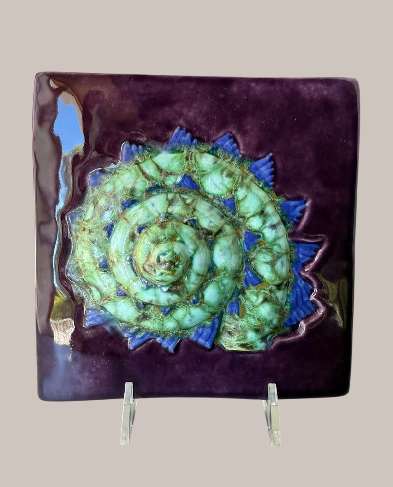 Studio Art Tile Nautical 3D Shell Signed Sian Alexander