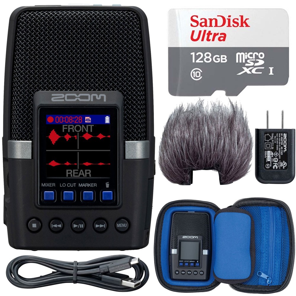 Zoom H2essential Multi-Mic 32-Bit Float Handy Recorder + 128GB Accessory Bundle