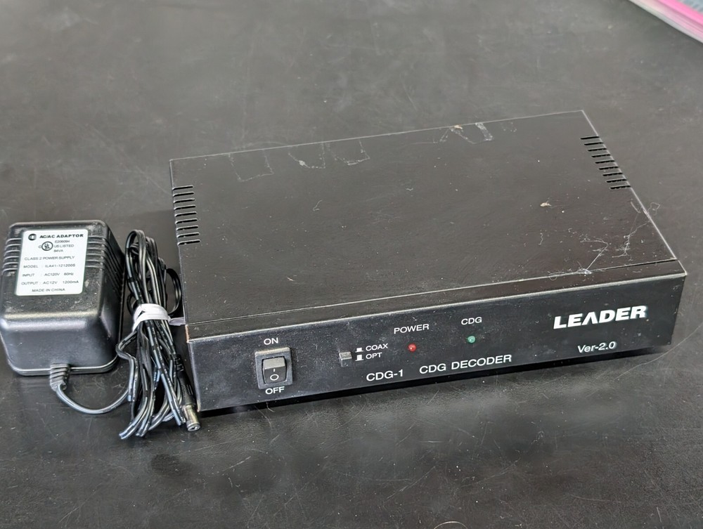 LEADER Karaoke Decoder CDG-1 CDG Decoder Ver. 2.0 w/ Power Supply Cord
