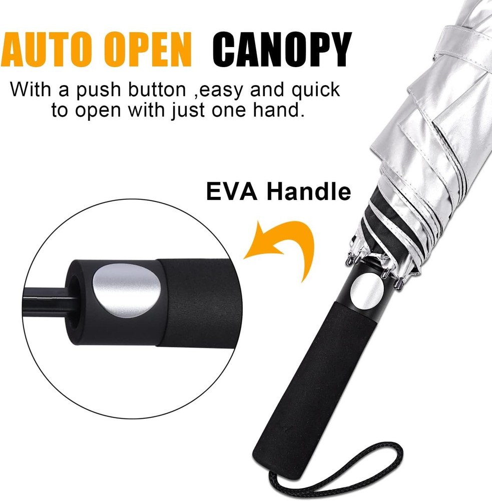 62 Inch Portable UV Protection Large Golf Umbrella Automatic Open Double Canopy