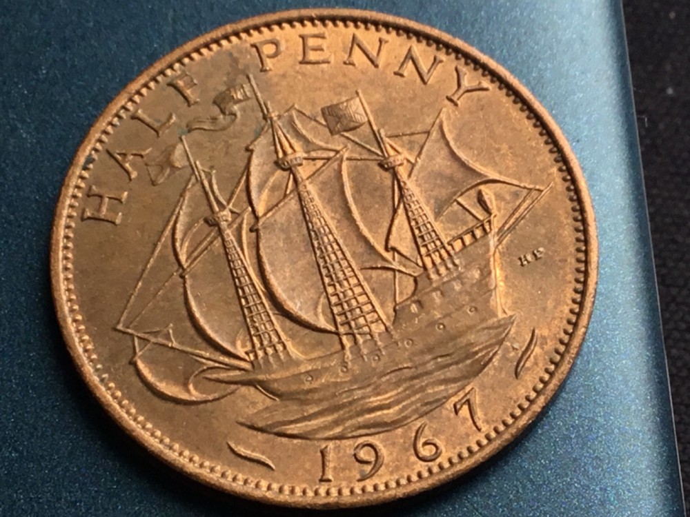 1967 UNC Elizabeth II Half-penny - British 1/2p ncirculated