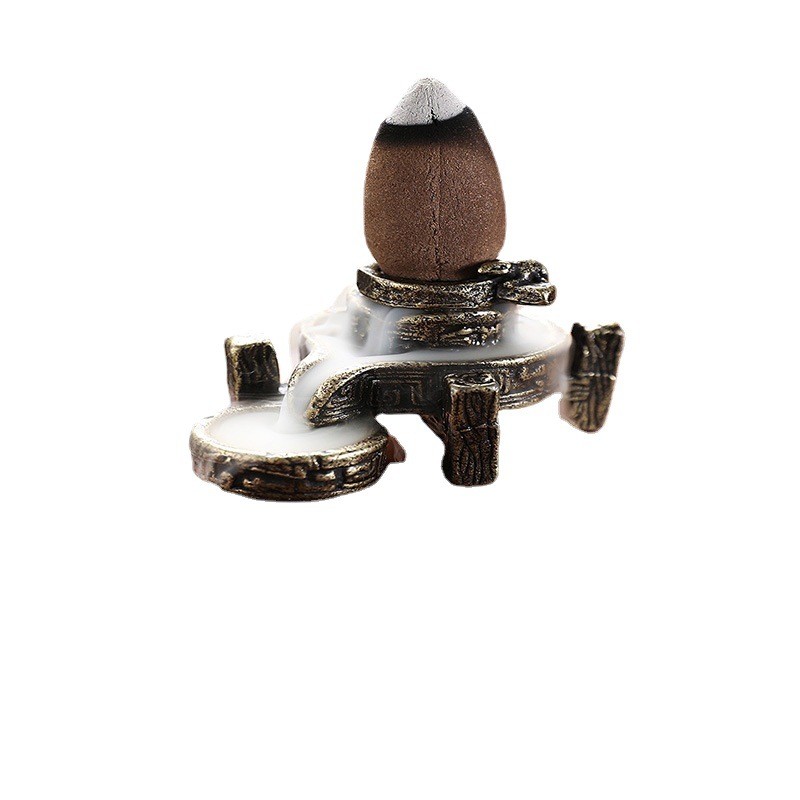 Stone Mill Backflow Incense Burner Waterfall Smoke Holder Zen Decor