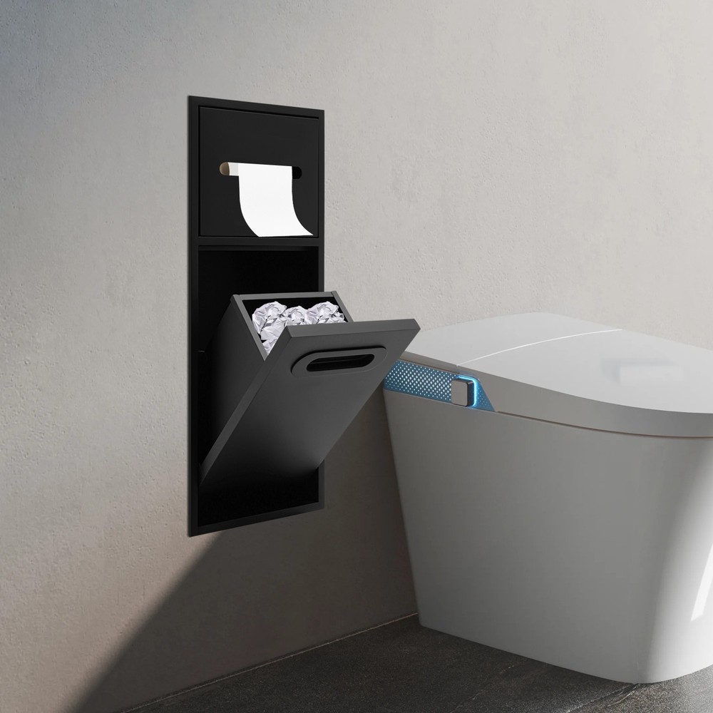 Rectangle Hidden Bathroom Trash Can Cabinet - Modern Space-Saving Design
