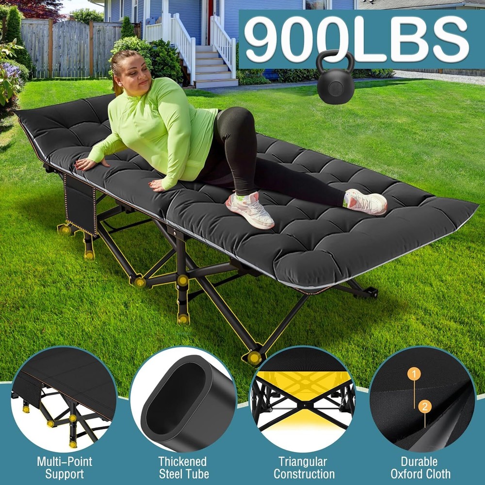H&ZT XXL Portable Folding Camping Cot,Oversize 32n Width Sleeping Cot with Pad