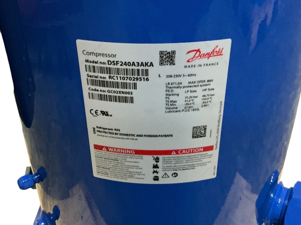 Danfoss Scroll Compressor DSF240A3AKA R32 208-230V 3 Phase NEW