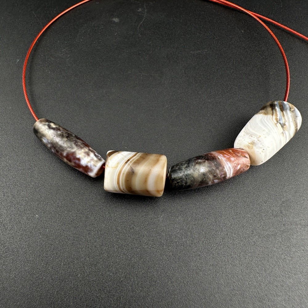 Rare Vintage Natural Pattern Suleimani Agate Beads Amulet