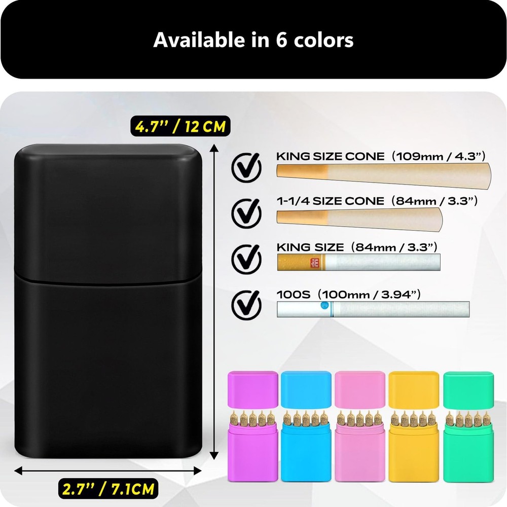 5-Hole King Size Pre-Roll Cone Holder Case 4 Pack - Black