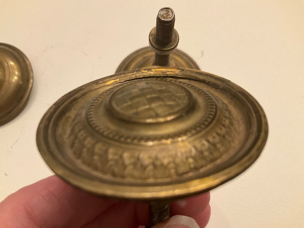 Single Post Drawer Pull basket weave Furniture Drawer Pull Cabinet Pull Brass