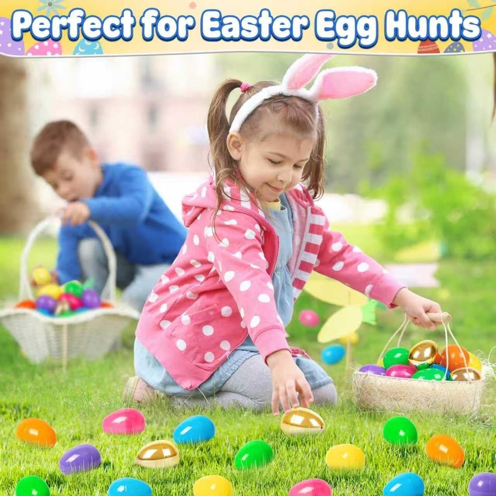 50 Pack Plastic Easter Eggs, 2.4'' Bulk Empty Easter Eggs in 6 Colors w