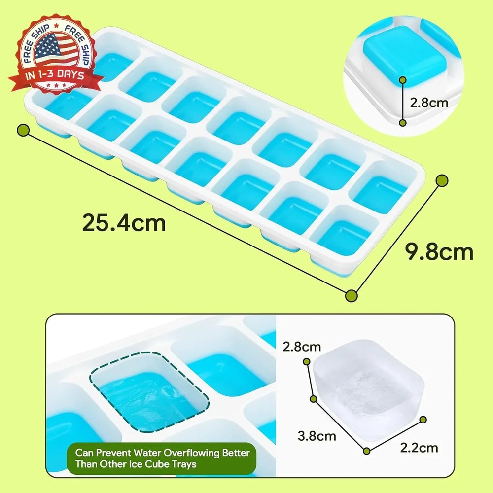 Ice Cube Trays 4 Pack, Airabc Silicone with Removable Lid, Easy-Release Flexible