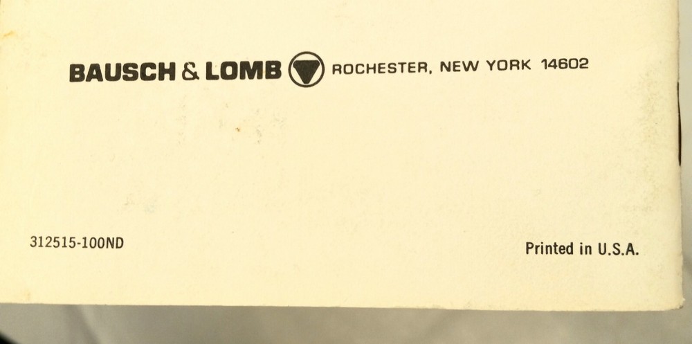 Bausch & Lomb Scholastic Microscopes Reference Manual ESM SSM STZ RITE-LITE ILLU