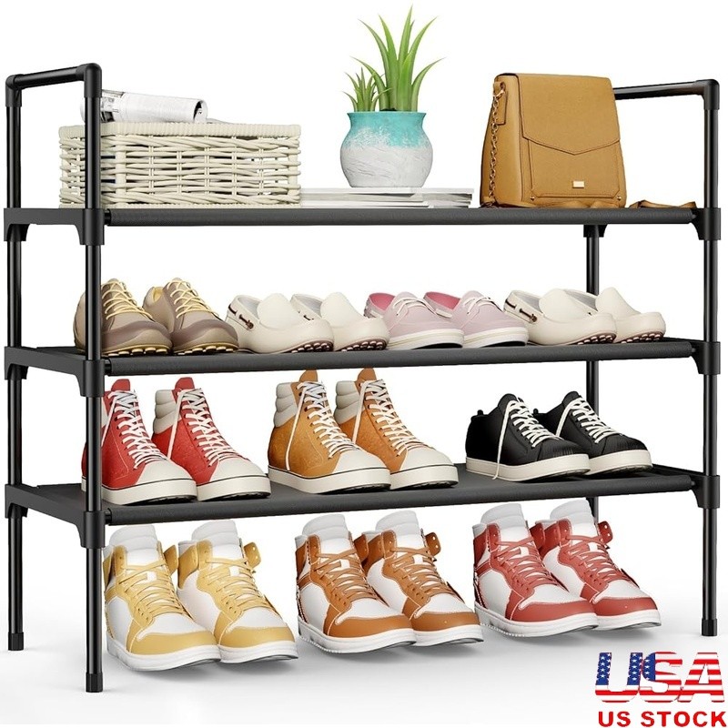 3-Tier Shoe Rack Organizer Durable Space Saving Entryway Storage Tool-Free New