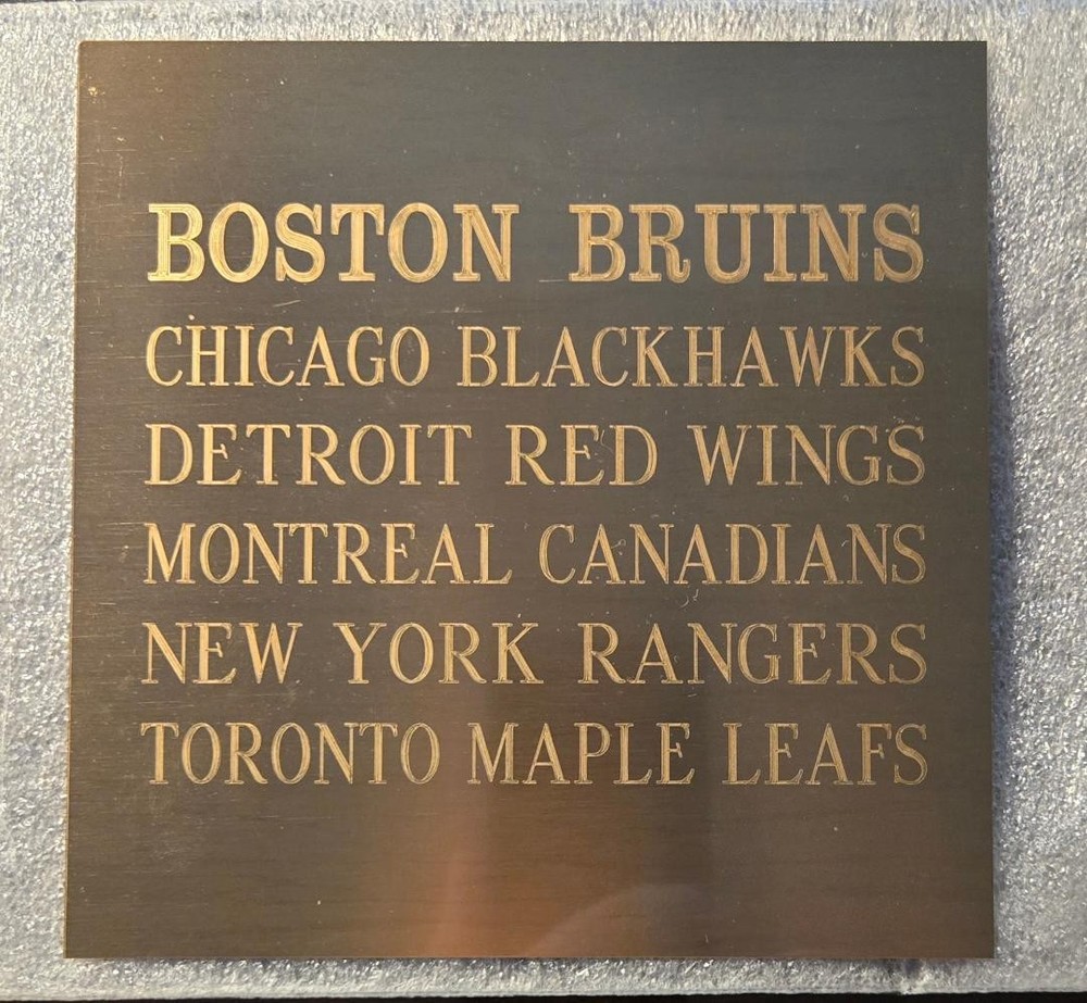 Original Six "Solid Brass" Engraved Team Names 6"x 6"