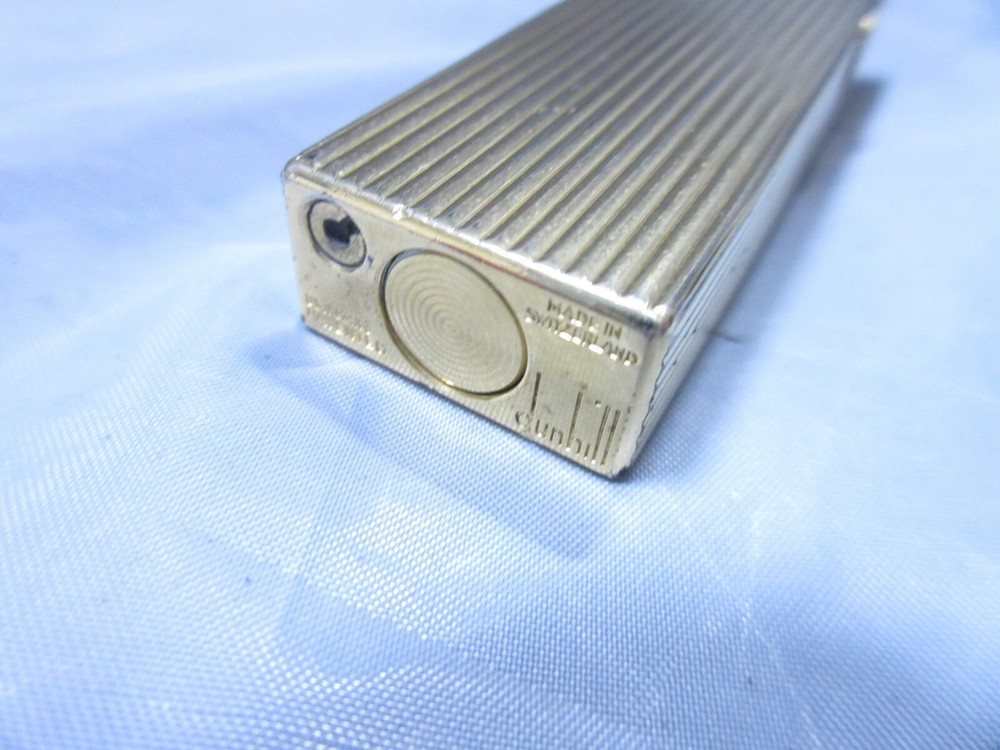 Ignition Confirmed Dunhill Roller Gas Lighter Stripe Gold Plated Japan [Used]