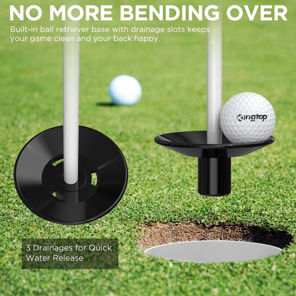 KINGTOP Golf Flagstick Mini, Practice 3 Feet, 3ft White Flagpole-1 Pack