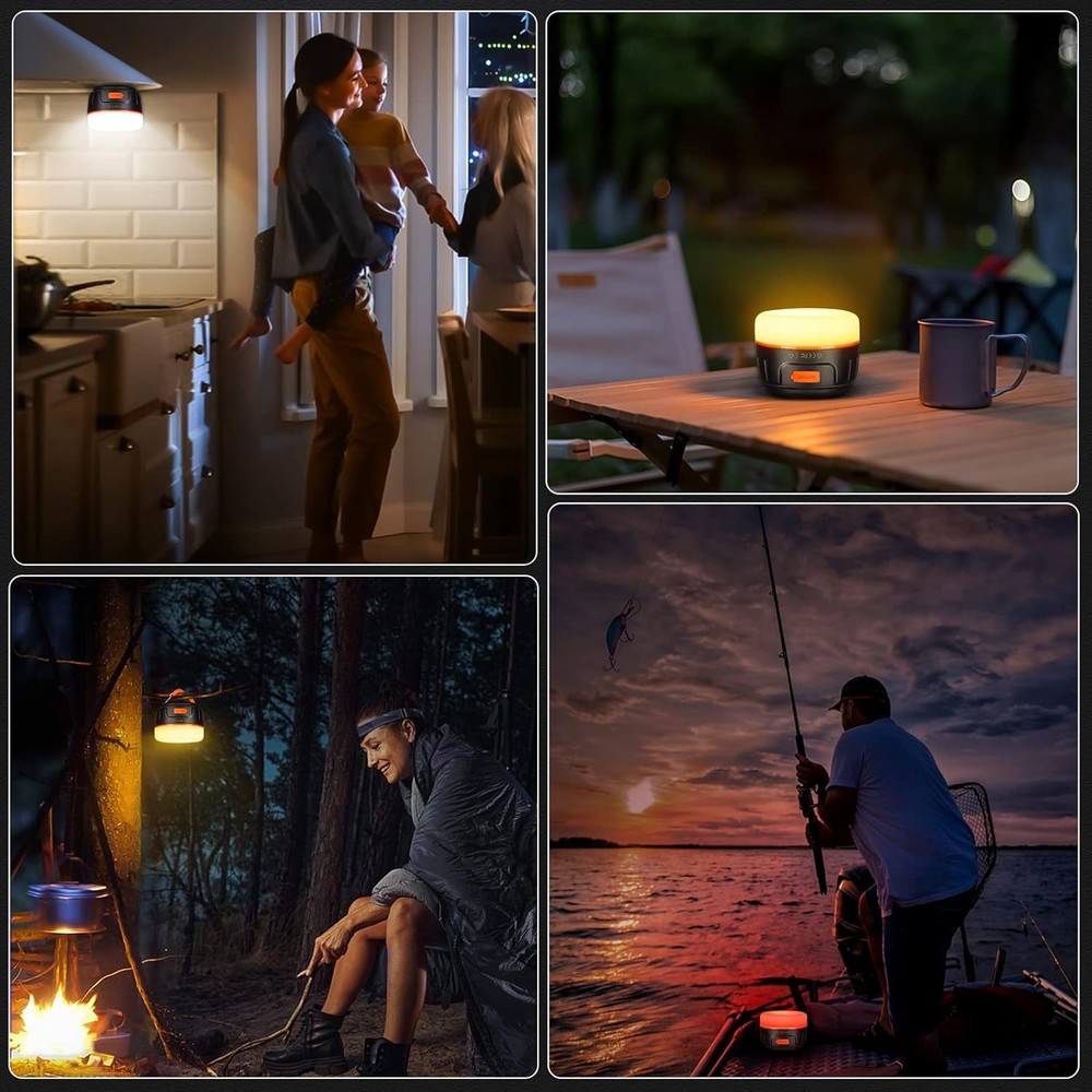 Sinvitron LED Camping Lantern Rechargeable with Remote 2 Pack, Black&Org