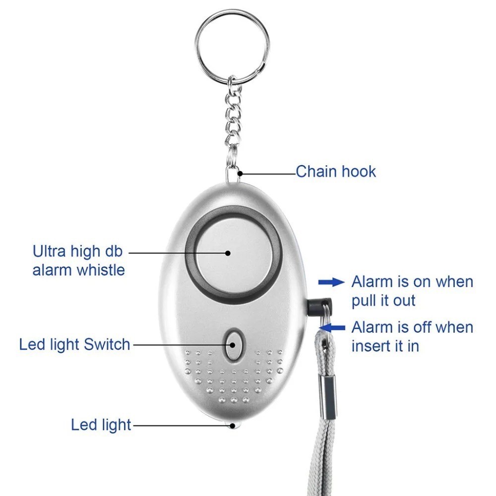 Safety Personal Alarm Keychain - Black 1pc