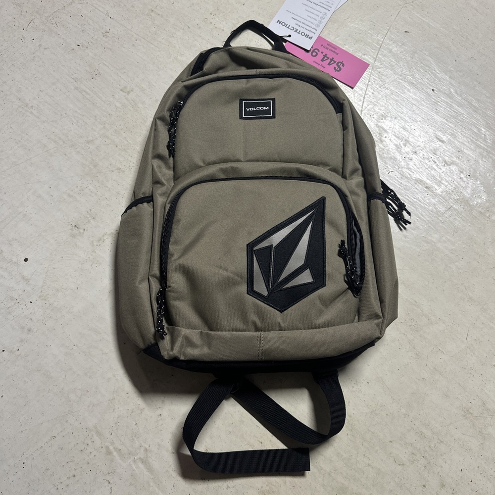 VOLCOM Dark Khaki Variable Back Pack School Bag Hiking Carry Brown BACKPACK