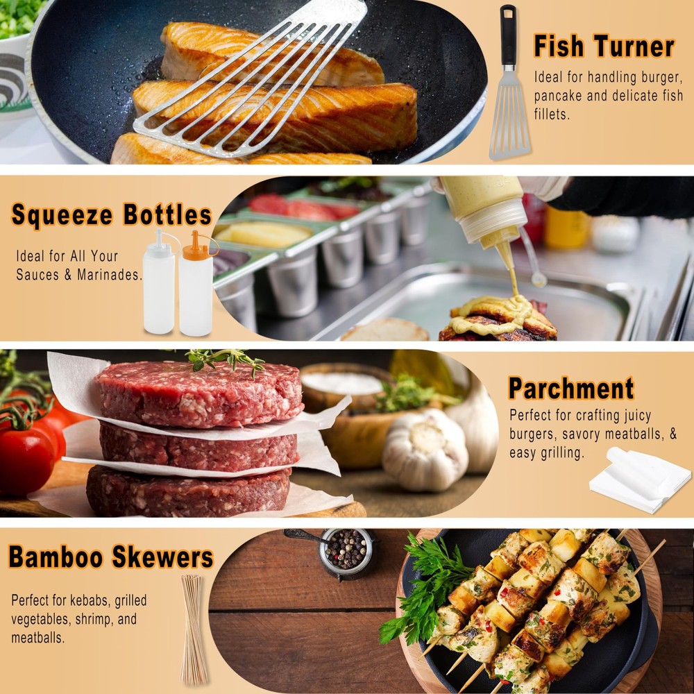 Griddle Accessories Kit set 238PCS Premium BBQ Tools with Case Black