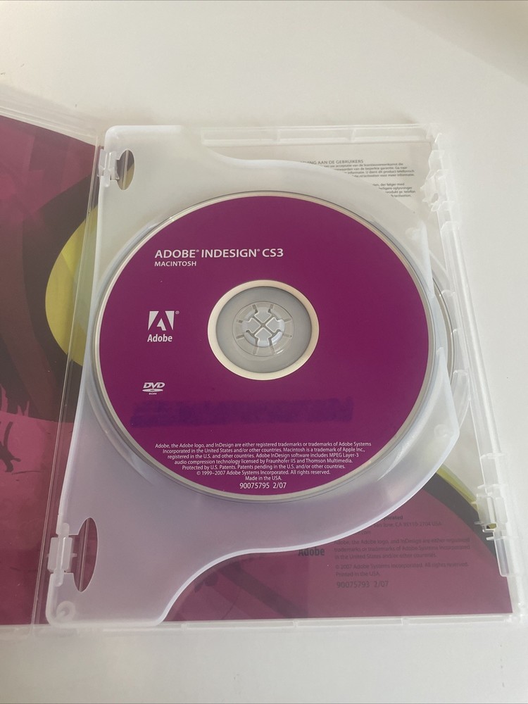 Adobe InDesign CS3 For Mac Big Box 2007 Good Condition 2 CDs