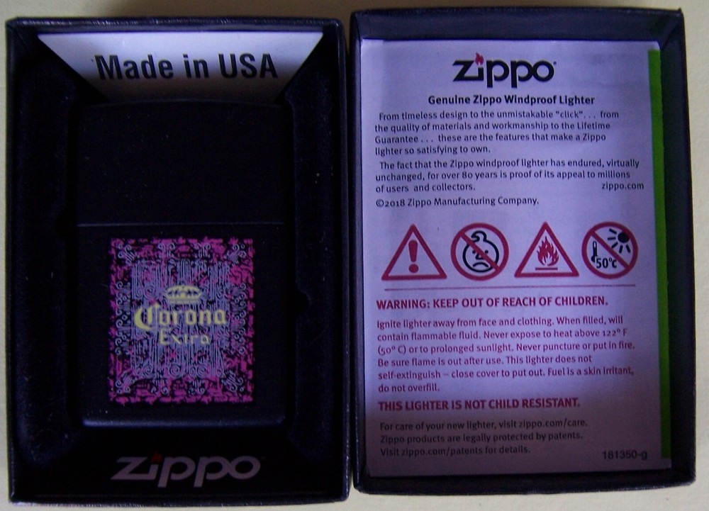 ZIPPO LIGHTER MAT BLACK CORONA EXTRA