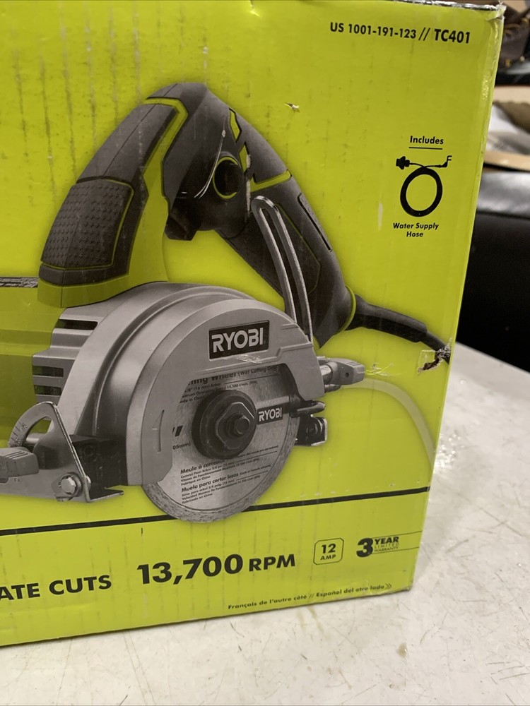 Ryobi 4 in. Tile Saw Handheld Powerful Motor Lock On Trigger Control Long Cuts