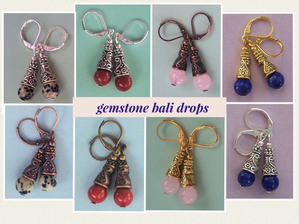 GEMSTONE Bali Style DROPS Lever back handcrafted CHOOSE XGE