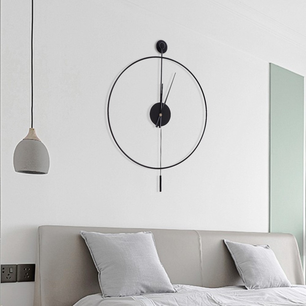 Modern Round Wall Clock Unique Design Silent Quartz Movement For Office, Study