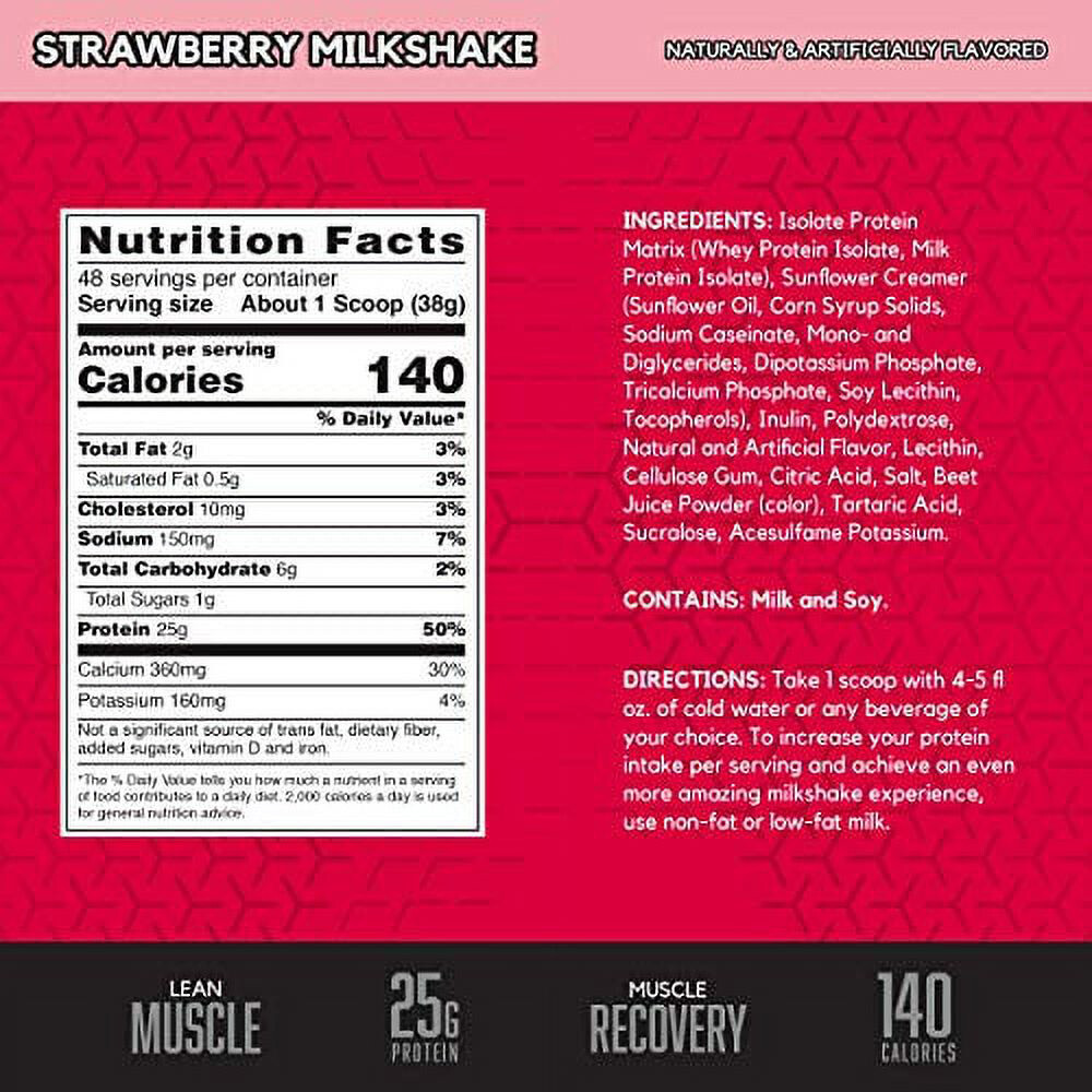 BSN SYNTHA-6 ISOLATE Protein Powder, Strawberry Milkshake, 48 servings