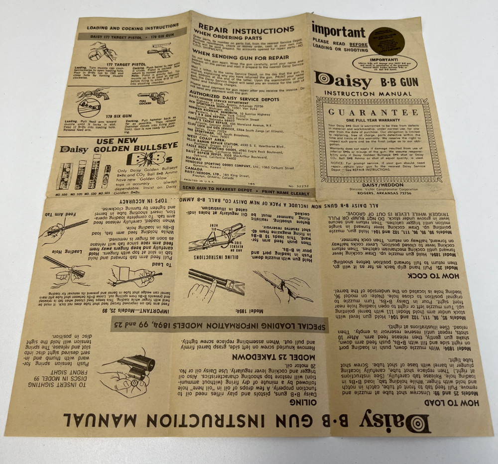 Vintage Daisy BB Gun Manual