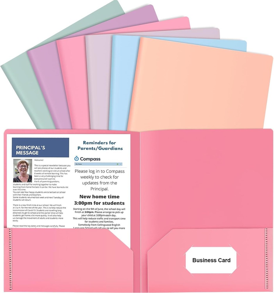 HABGP 6 Pack Colored File Folders with Pockets and 6 Pack, Multicolor