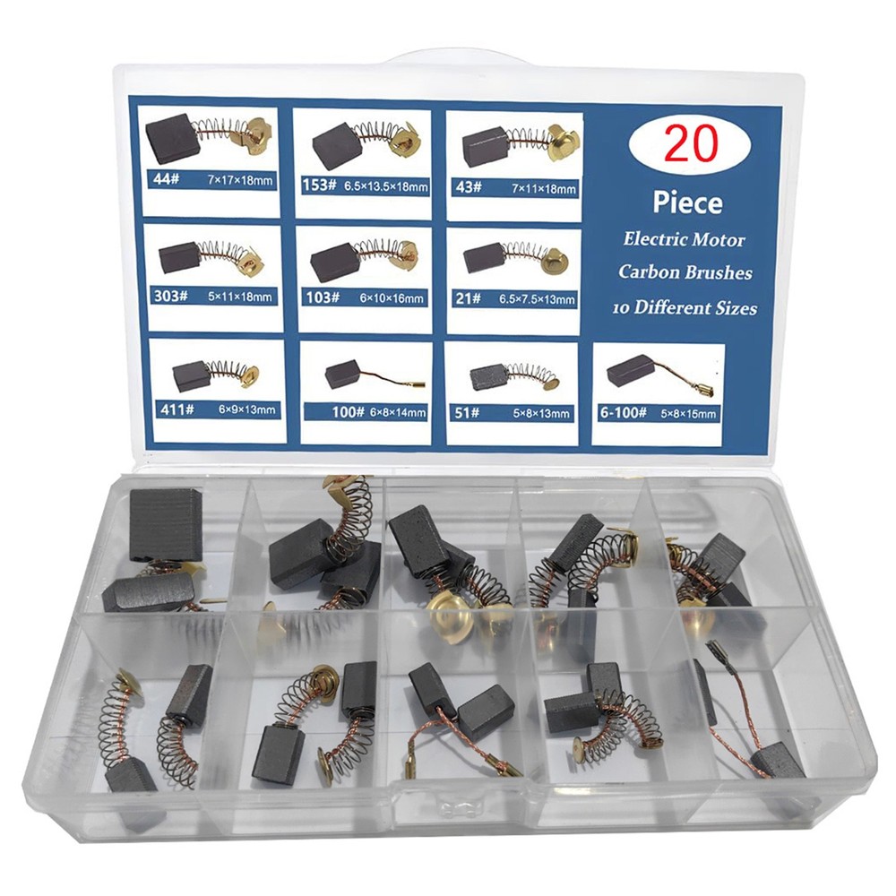 20Pcs 10 Sizes Electric Motor Carbon Brushes Replacement For Power Tool E#