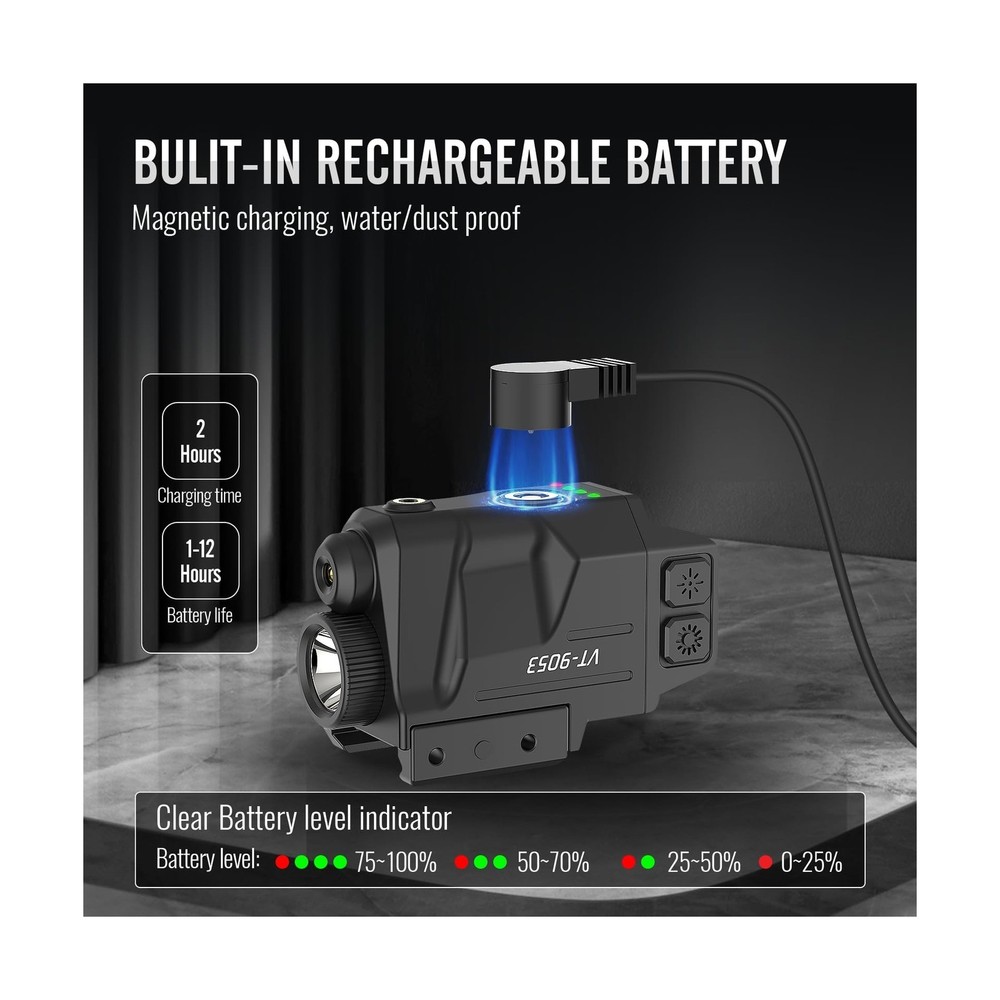 700 Lumens Red Laser Light Combo, Slidable Tactical Flashlight Comp... Fast Ship