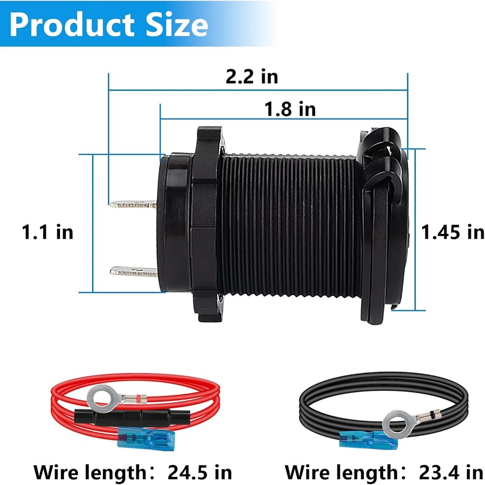 2 PCS Cigarette Lighter Socket, 12V Car Cigarette Lighter, RV Lighter Socket Pow