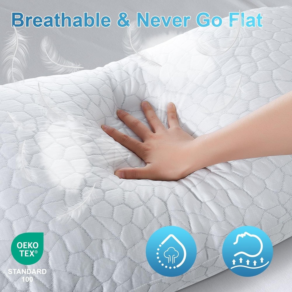 QUTOOL Cooling Pillows for Sleeping 2 Pack, Shredded Memory Foam Bed Pillows ...