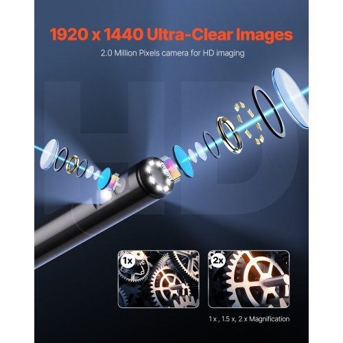 Dual Lens Borescope Endoscope Camera for Android IOS & 10FT Snake Cable