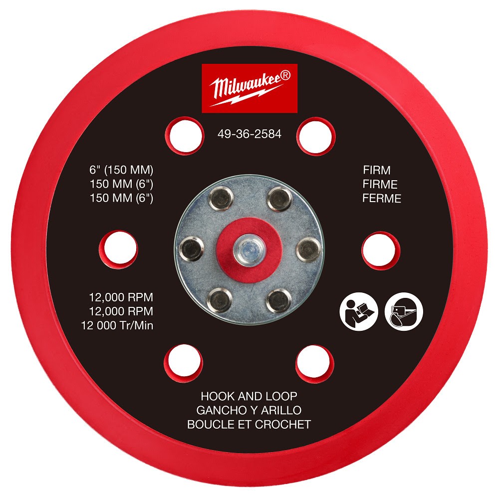 Milwaukee 49-36-2584 6" Hook & Loop Sander Backing Pad Firm