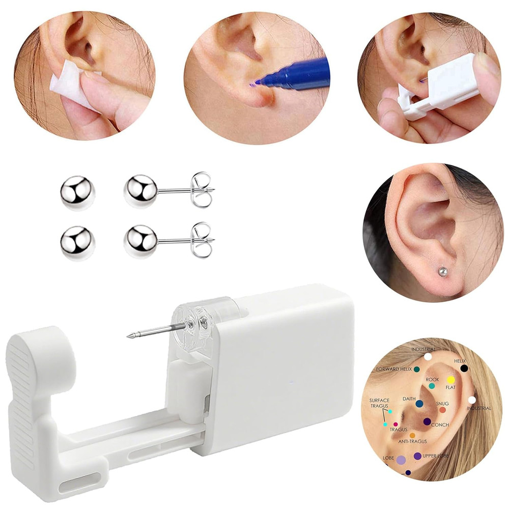 Ear Piercing Kit Disposable Ear Piercing Kit with Multi-Sized CZ Earring Studs E