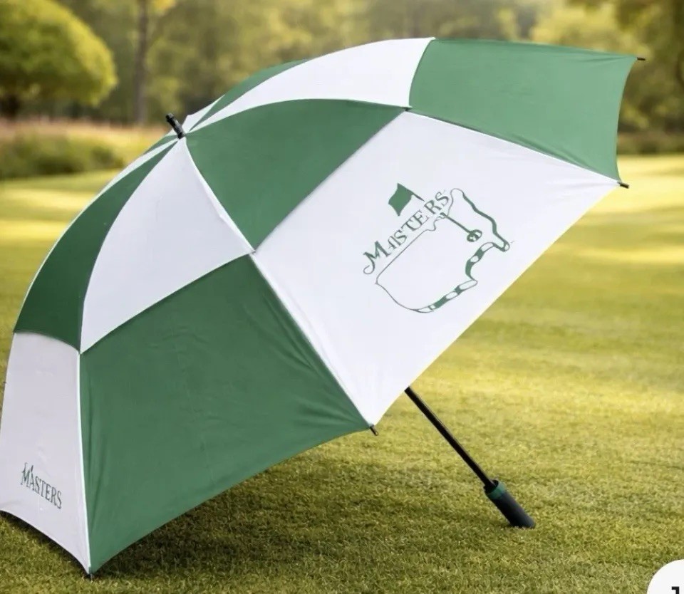 Masters Golf Umbrella - 68” - Green & White Rubber Handle - NEW