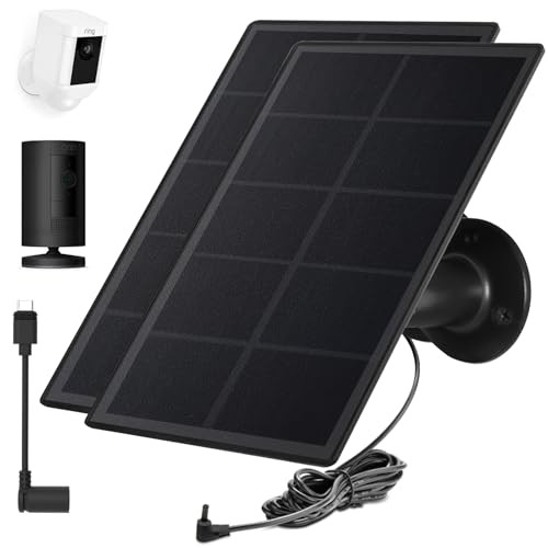 Ring Camera Solar Panel Charger, Compatible with Stick Up Cam Black 2Pack