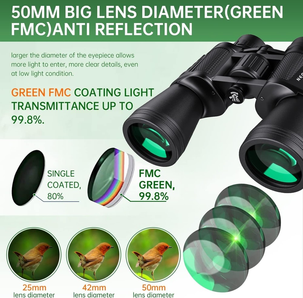 20x50 High Powered Binoculars for Adults, Waterproof Compact Binoculars with ...