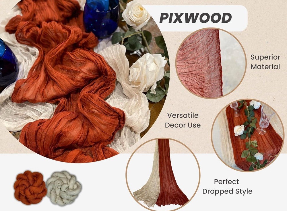 Pixwood Cheesecloth Table Runner-2pcs. Table Runners