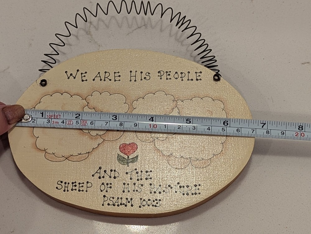 Wooden Hanging Plaque Sheep Religious Scripture Primitive Rustic Farmhouse