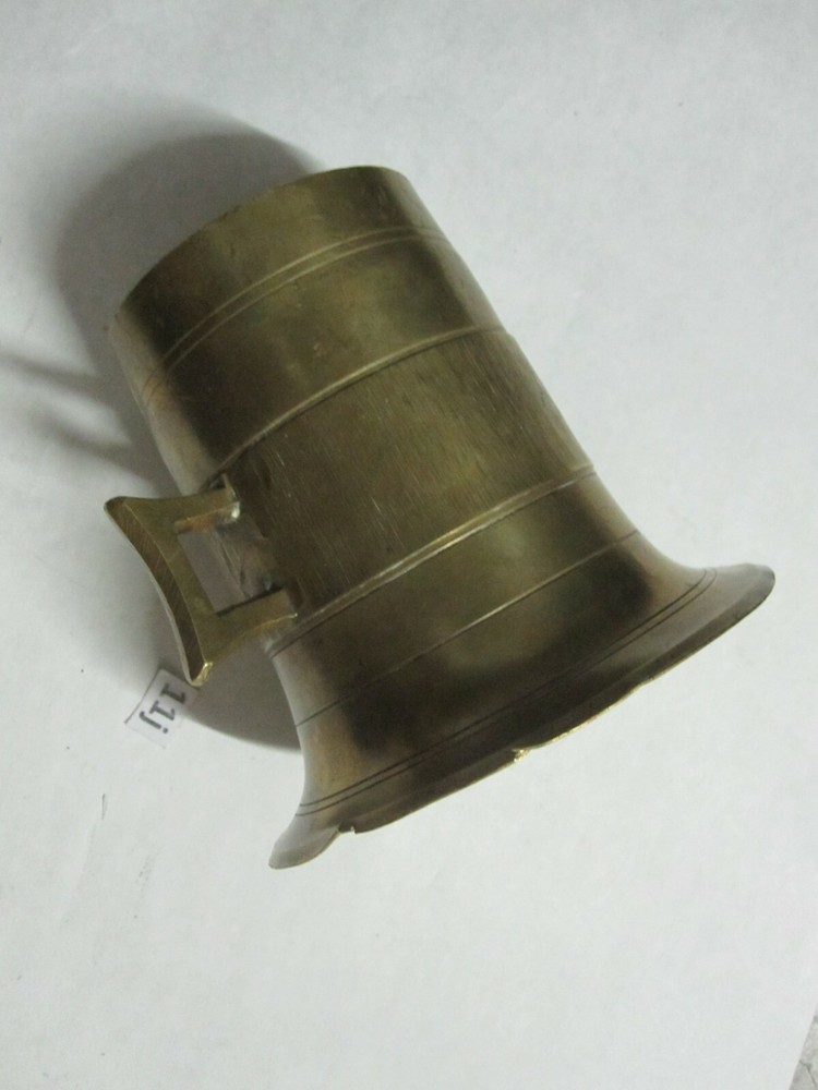 brass mortar Chemist apothecary grinding cup 2 handled