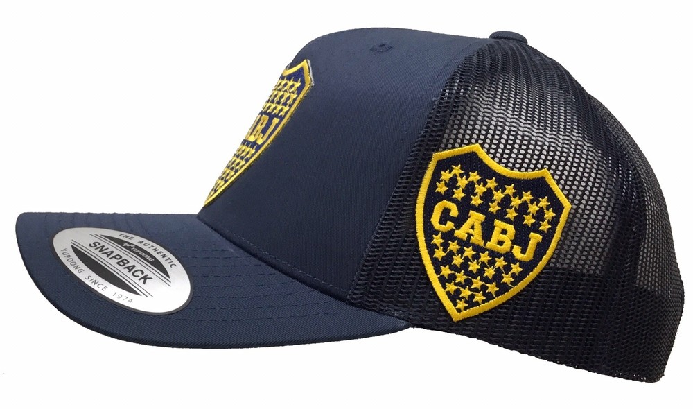 Boca Junior De Argentina Soccer 2 Logos Hat Navy Mesh Snapback